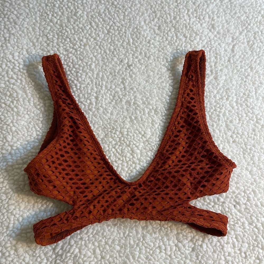 Orange mesh swim suit top